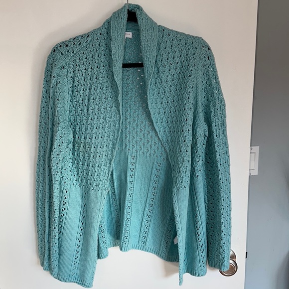 Charter Club Sweaters - Blue crocheted sweater, charter club size medium